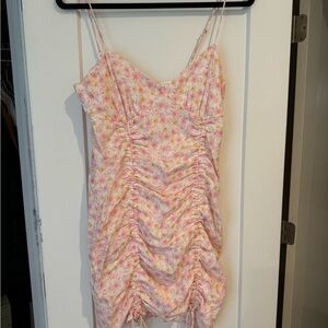 Pink and white mini floral dress